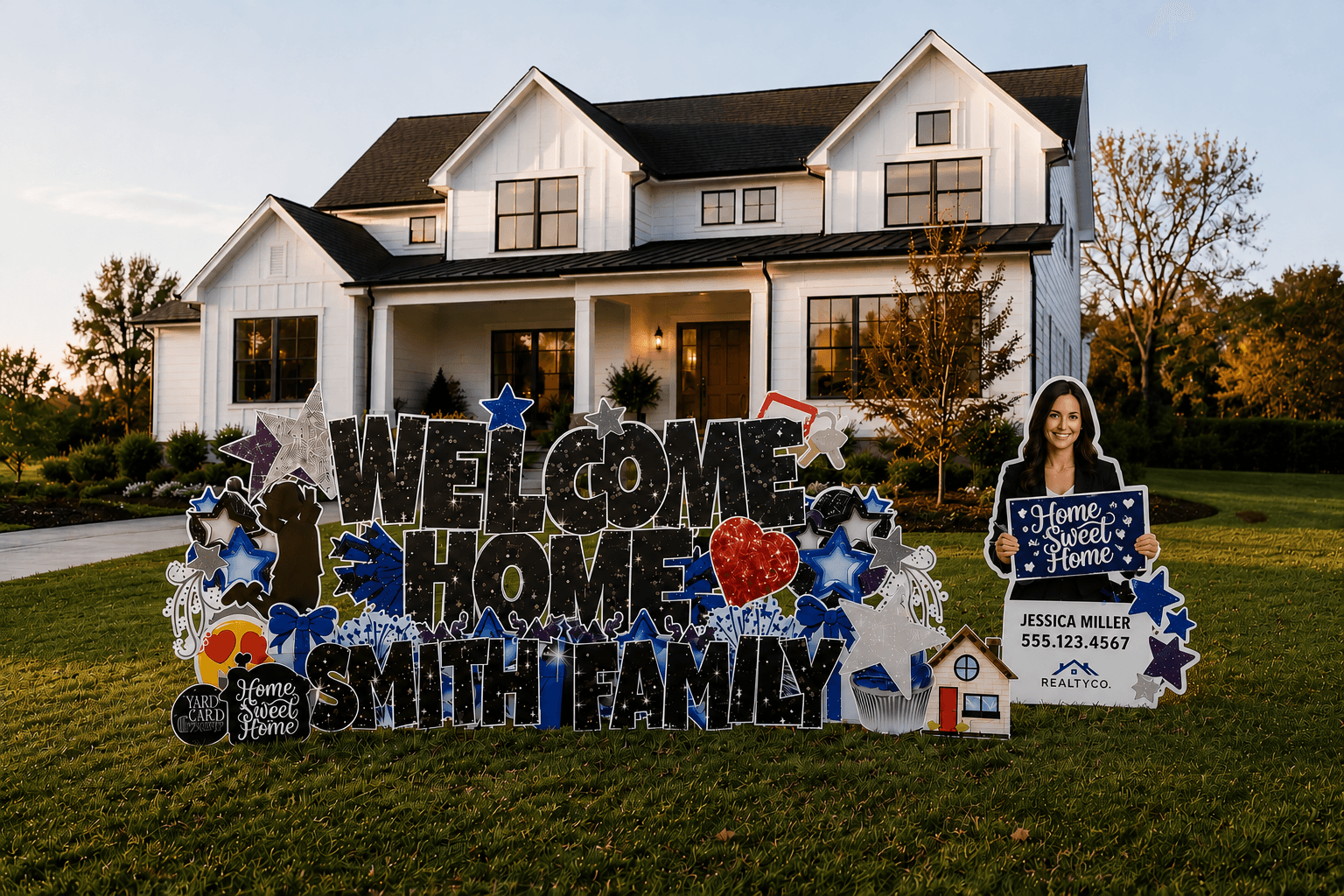 Welcome Home luxury yard sign display